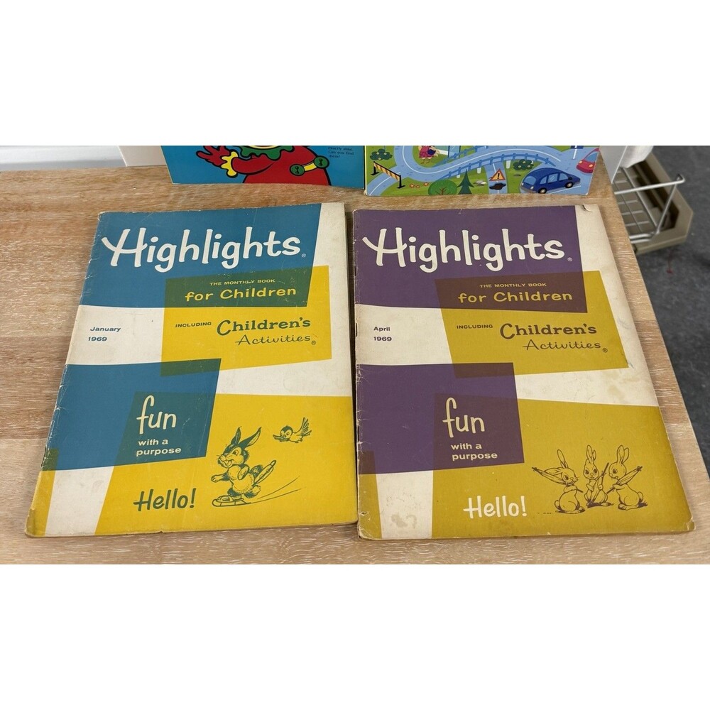 Vintage 1969 Highlights for Children Magazine Lot January April Kids Activities